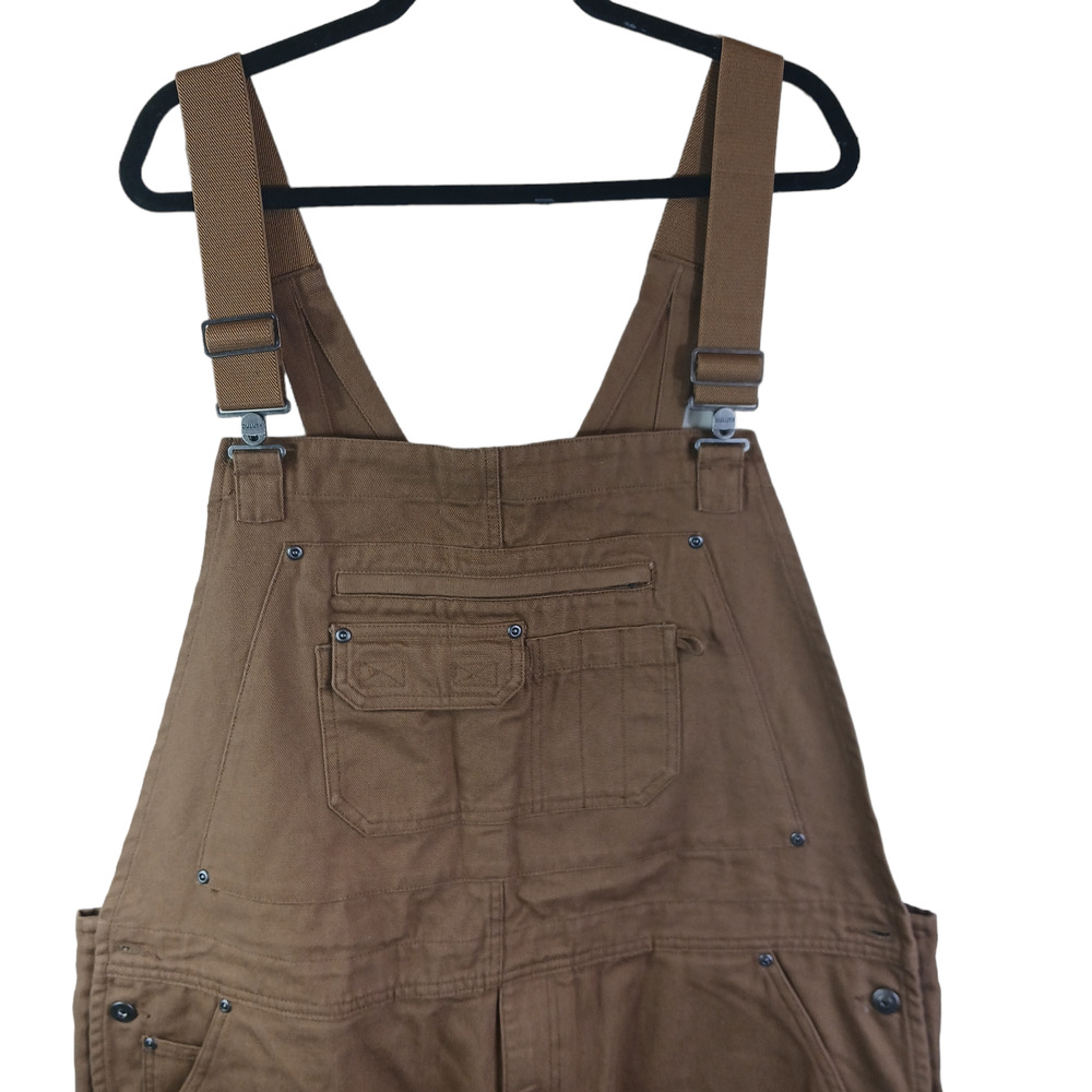 Duluth Trading Mens 46x30 Fire Hose Ultimate Bib Overalls Brown Cargo Comfy - Picture 11 of 16